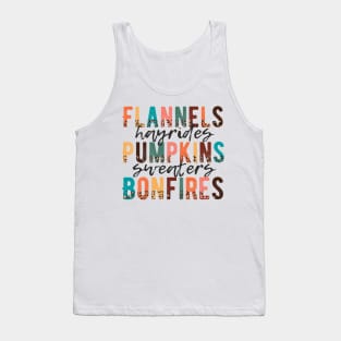 Flannels Hayrides Pumpkins Sweaters Bonfires Tank Top